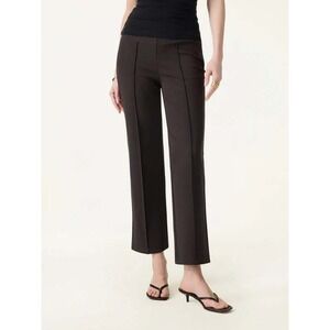 OGL Ponte Wrinkle-Resistant High Rise Cropped Flare Leg Travel Pants‎ Brown XL